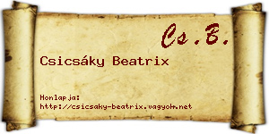 Csicsáky Beatrix névjegykártya